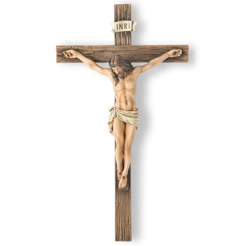 BC BUILDCLASSIC BC Catholic Crucifix Wall Cross 2075H Large Jesus Christ Inspirtional Home Dcor Devout Gift Renaissance Sculpture Handmade by Buildclassic - Image 1