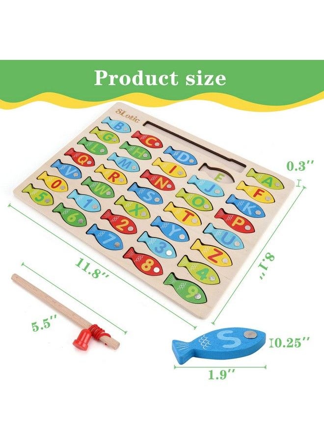 Generic - Magnetic Wooden Fishing Game Toy For Toddlers Alphabet Abc Fish Catching Counting Learning Education Math Preschool Board Games Toys Gifts For 3 4 5 Years Old Girl Boy Kids - Image 1