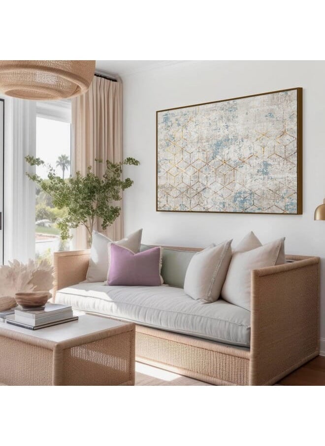 Home Gallery - Simple Abstract Line Art Pattern Retro Carpetramed Wall Art - Image 1