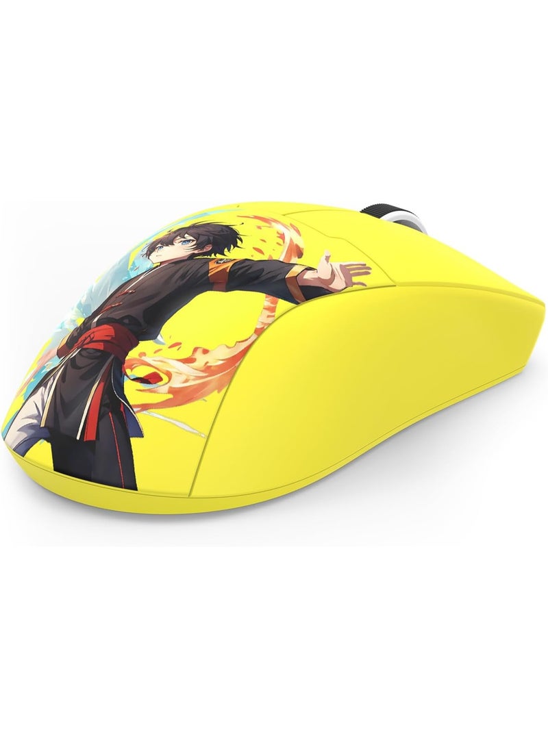 M918AKB 3-Mode Wireless Gaming Mouse, 55G Lightweight 26K DPI Mouse w/Ergonomic Natural Grip Build, Full Programmable Buttons, Software Supports DIY Keybinds & DPI , Yellow