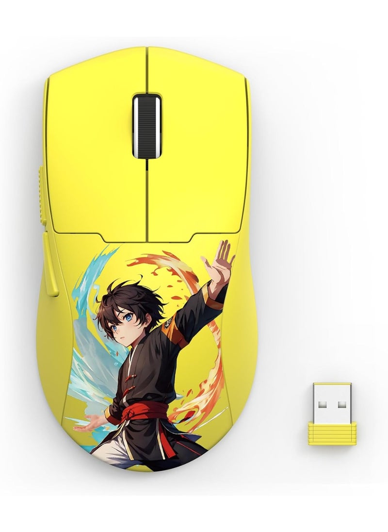 REDRAGON M918AKB 3-Mode Wireless Gaming Mouse, 55G Lightweight 26K DPI Mouse w/Ergonomic Natural Grip Build, Full Programmable Buttons, Software Supports DIY Keybinds & DPI , Yellow  - Image 1