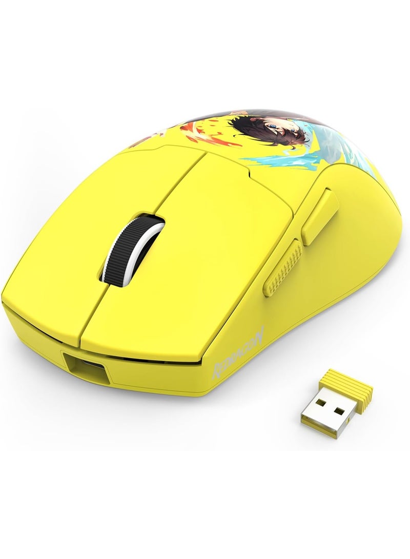 M918AKB 3-Mode Wireless Gaming Mouse, 55G Lightweight 26K DPI Mouse w/Ergonomic Natural Grip Build, Full Programmable Buttons, Software Supports DIY Keybinds & DPI , Yellow