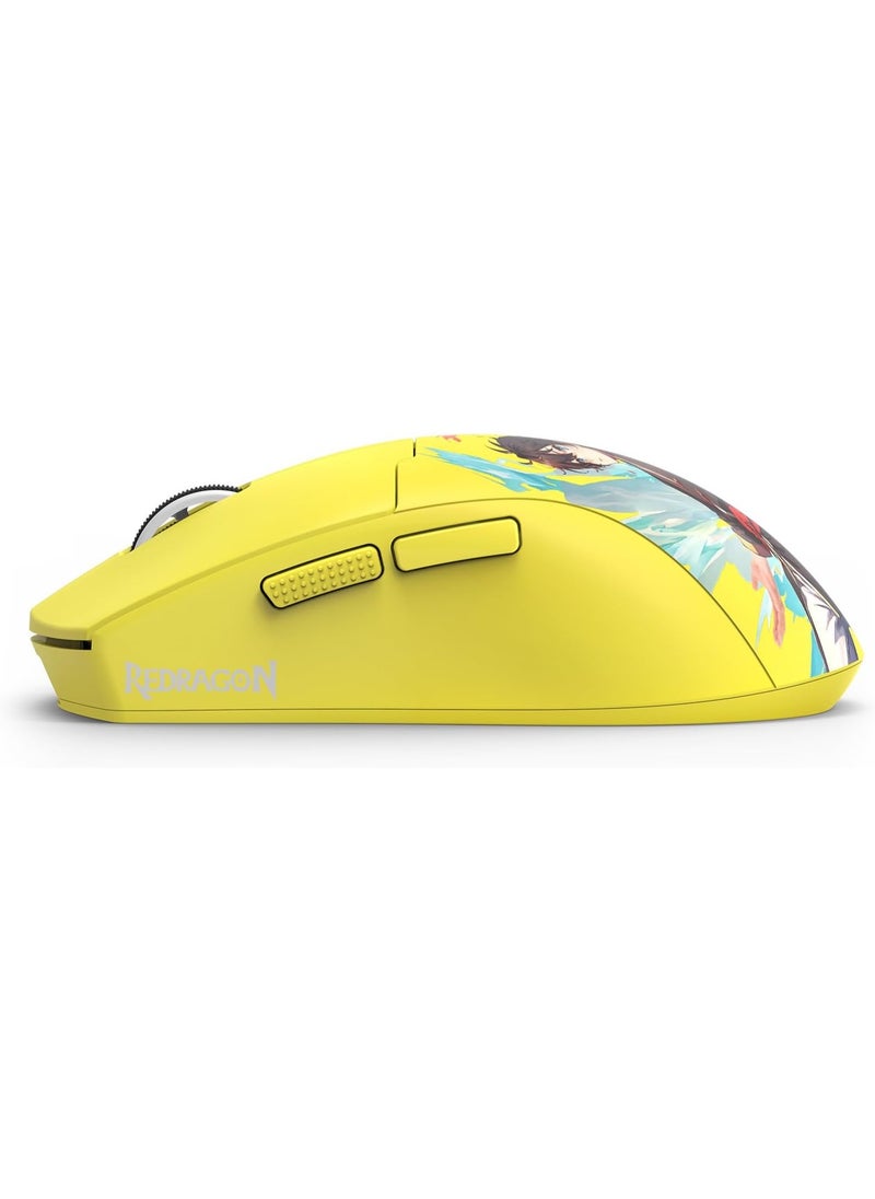 REDRAGON M918AKB 3-Mode Wireless Gaming Mouse, 55G Lightweight 26K DPI Mouse w/Ergonomic Natural Grip Build, Full Programmable Buttons, Software Supports DIY Keybinds & DPI , Yellow  - Image 5