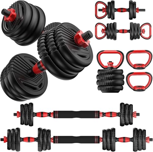UNNMIIY Adjustable Dumbbells, 20/30/45/70/90lbs Free Weight Set with Connector,5 in1 Dumbbells Set Used as Barbell,Kettlebells,Push up Stand,Fitness Exercises for Home Gym Suitable Men/Women - Image 1