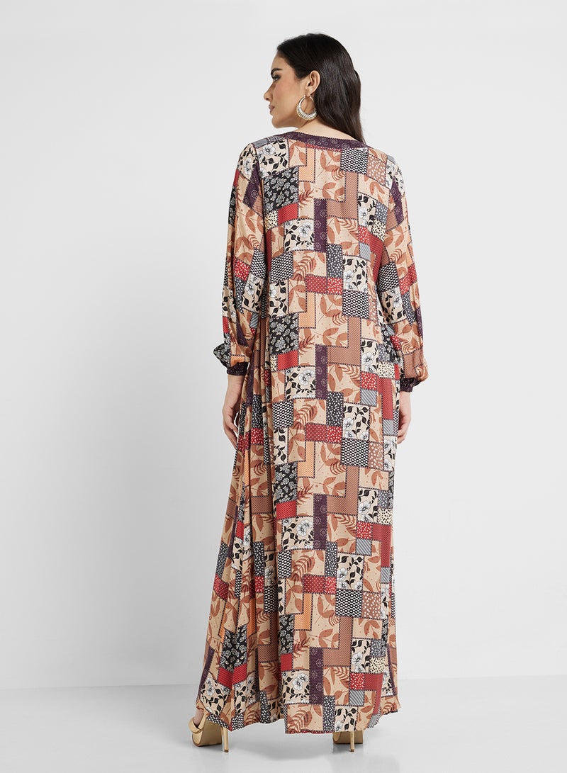 كشخة جلابية بطبعة باتش وورك - Image 2