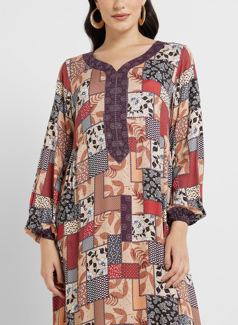 كشخة جلابية بطبعة باتش وورك - Image 3