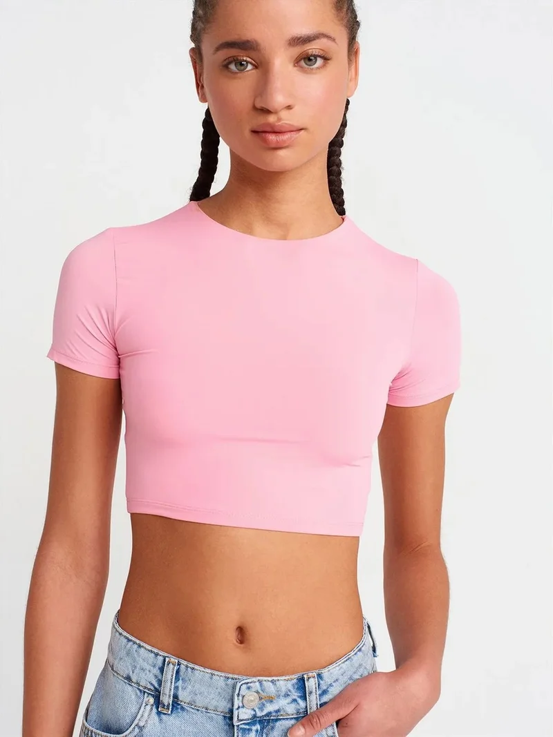 Dilvin Dilvin Women’s Slim Fit Crop T-Shirt