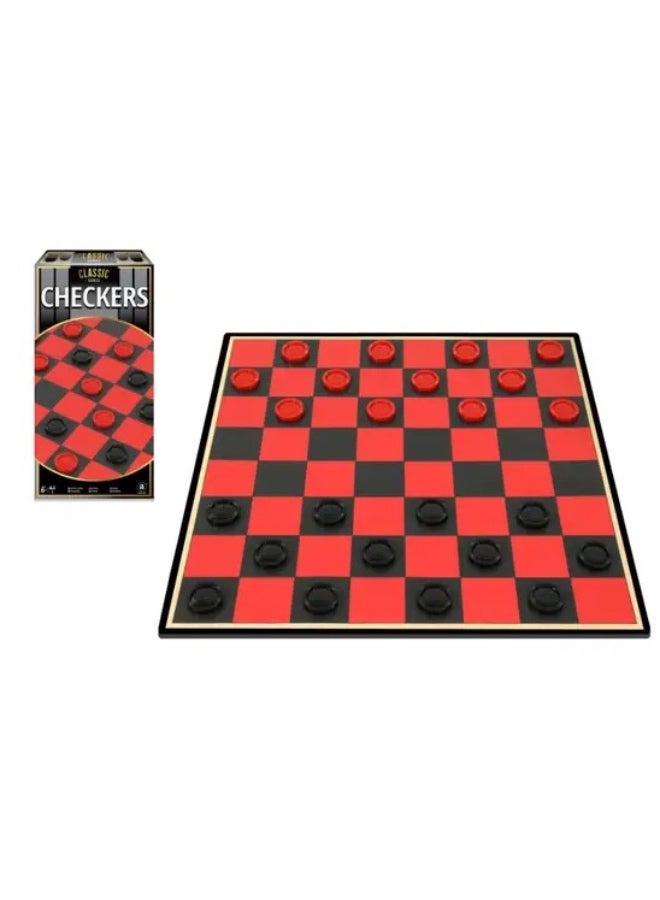Merchant Ambassador Classic Games – Checkers Board Game | Folding 29 cm Board | 24 Red & Black Checkers | 2 Players | Ages 5+