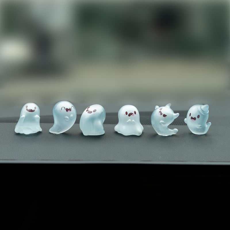 Rislobx Luminous Ghost Car Dashboard Decor, 6PCS Fun Ghost Car Dash Decorations, Rear View Mirror Ornament, Interior Accessories for Home Office - Image 1