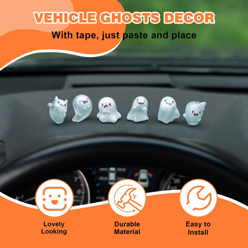 Rislobx Luminous Ghost Car Dashboard Decor, 6PCS Fun Ghost Car Dash Decorations, Rear View Mirror Ornament, Interior Accessories for Home Office - Image 4