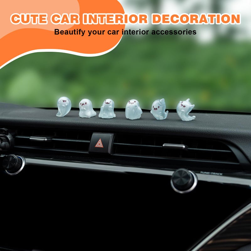 Rislobx Luminous Ghost Car Dashboard Decor, 6PCS Fun Ghost Car Dash Decorations, Rear View Mirror Ornament, Interior Accessories for Home Office - Image 2