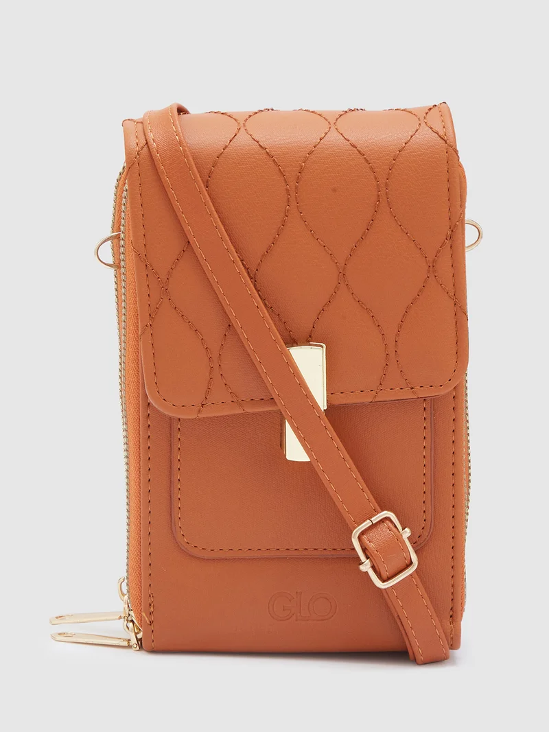 جلو باص حقيبة كروس نسائية برتقالية سادة كاجوال