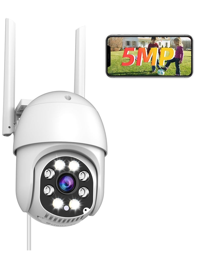 جوان كاميرات مراقبة خارجية لاسلكية JOOAN 3K 5MP، كاميرا PTZ خارجية بزاوية 360 درجة، كاميرا خارجية لاسلكية قابلة للتوصيل، كشف الإنسان، مقاومة للماء IP66، صوت ثنائي الاتجاه، تعمل مع أليكسا (تدعم البلوتوث وواي فاي 2.4 جيجا) - Image 1
