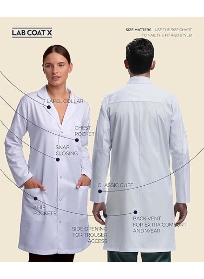 SBC Lab Coat Professional for Men Women Snap Closure Full Length Poly Cotton,Size-L - Image 1