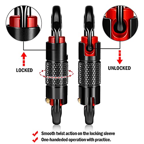 FresKaro 25kN UIAA Certified Climbing Carabiner Clips, 4inches Auto Locking, Heavy Duty Carabiners for Rock Climbing, Mountaineering with Knots Flashcards Guide, 2pack, Black - Image 5