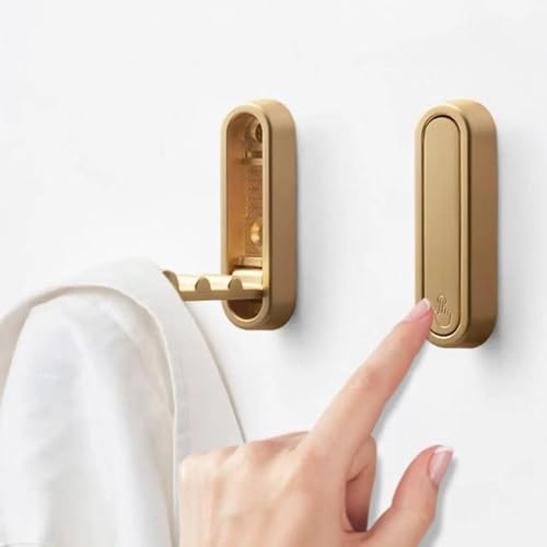 FFZDENA Cloth Hanger For Wall | Foldable Hanger Wall Hooks - Gold Coat Hooks For Closet, Door & Bathroom | Heavy Duty Folding Hangers For Hanging Coats, Belts, Backpacks, Towels | Space-Saving Wall Hook（1PCS） - Image 1