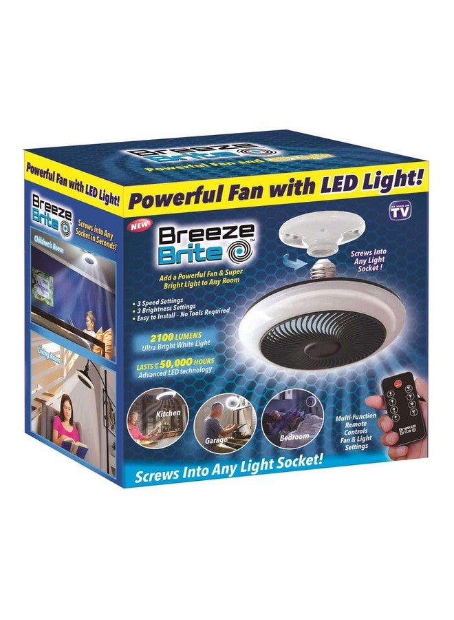 Spark Innovators Breeze Brite Ceiling Fan with LED Light, No Tools - Screw into any light socket 3 Speed Settings, 3 Brightness Settings up to 2100 Lumens Includes Multi Function Remote - Image 1