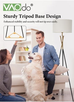 VAOdo Floor Lamp Standing Lamp 12w LED Torchiere Floor Lamp Foot Switch 3 Adjustable Light Colors Linen Lampshade for Bedroom Living Room Office  - Image 2