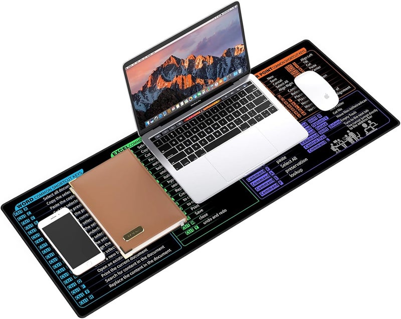 Galdas Gaming Mouse Pad XXL XL Large Long Extended Big Mousepad Non-Slip Rubber Keyboard Desk Pad with Stitched Edges for Laptop Home Office (31.5x11.8x0.08 Inch) … (Shortcut Keys Mac) - Image 3