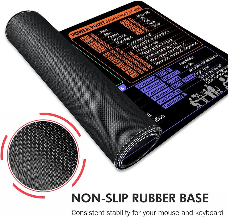Galdas Gaming Mouse Pad XXL XL Large Long Extended Big Mousepad Non-Slip Rubber Keyboard Desk Pad with Stitched Edges for Laptop Home Office (31.5x11.8x0.08 Inch) … (Shortcut Keys Mac) - Image 5