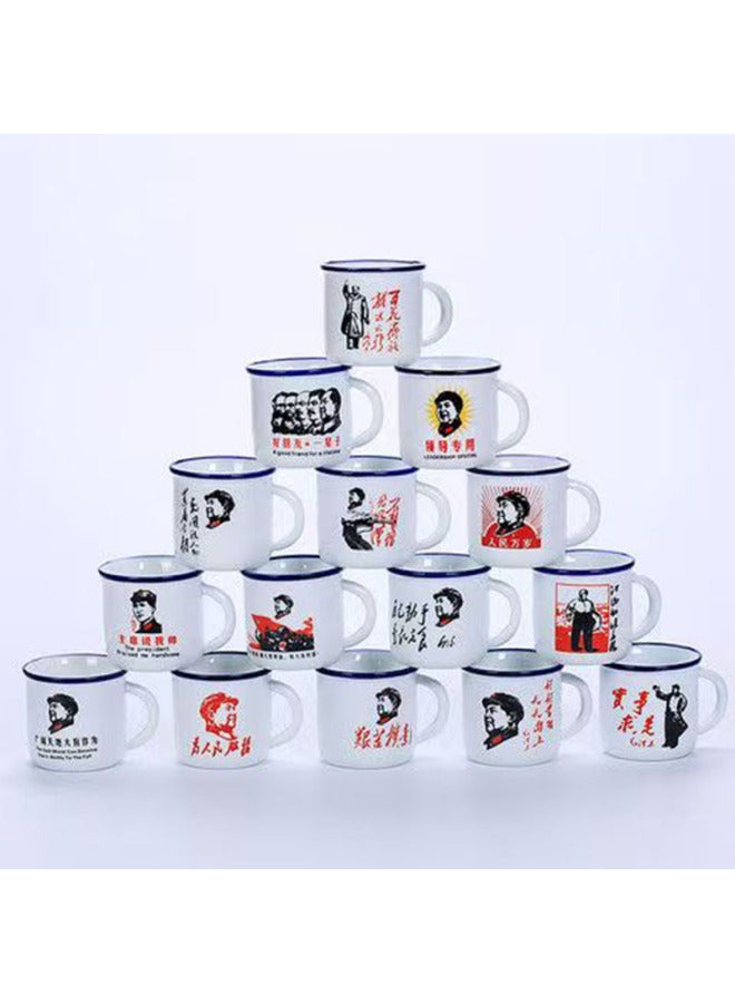 Classic Nostalgic Enamel Cylinder Enamel Cup Creative Old-fashioned Iron Tea Cylinder Non-ceramic Cup Can Be Printed.-Color:Shipped In Full Box, With Random Patterns-Capacity:10cm 700ml Without Cap (60 Pcs/carton) - Image 3