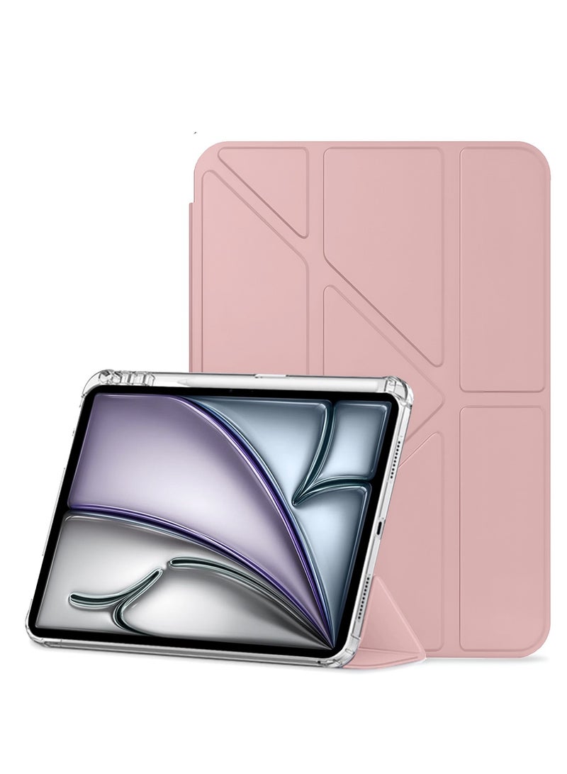 Wtech Apple iPad Air 2025 (7th Generation) M3 11 inch Symmetry 360 Smart Folio Series Auto Awake/Auto Sleep Leather Texture and Transparent Back with Pen Holder Case Cover - Rose Gold - Image 2