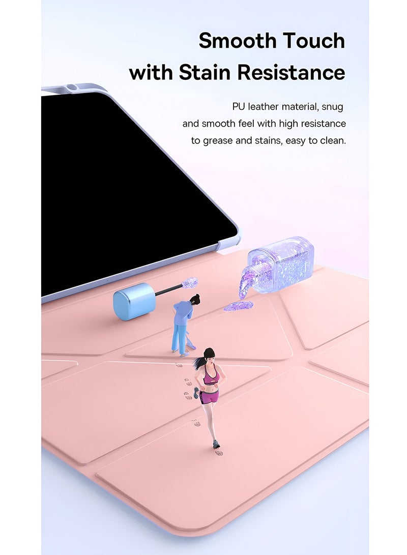 Wtech Apple iPad Air 2025 (7th Generation) M3 11 inch Symmetry 360 Smart Folio Series Auto Awake/Auto Sleep Leather Texture and Transparent Back with Pen Holder Case Cover - Rose Gold - Image 5