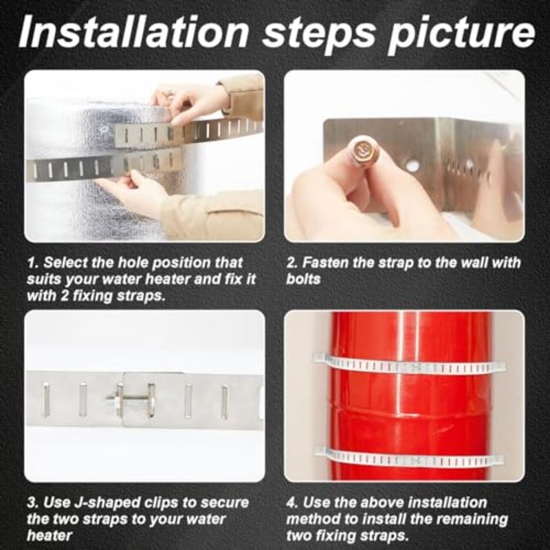 2 Set Seismic Water Heater Strap Kit, Adjustable 38" Front Mount Earthquake Straps for 80 Gallon Water Heater, Expansion Tank Mounting Bracket, Galvanized Stainless Steel, with Installation Accessory - Image 5