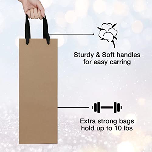 Aimyoo Brown Wine Bottle Gift Bags Bulk,10 Pack Kraft Paper Gift Bags with Handles 4x4x14 inch for Champagne Alcohol - Image 3