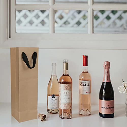 Aimyoo Brown Wine Bottle Gift Bags Bulk,10 Pack Kraft Paper Gift Bags with Handles 4x4x14 inch for Champagne Alcohol - Image 5
