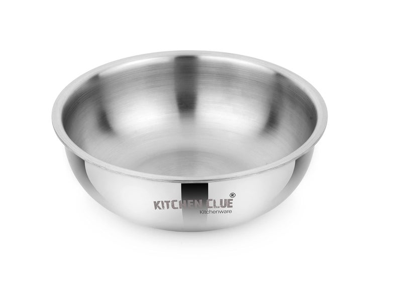 KITCHEN CLUE High Grade Quality Stainless Steel Tasla For Making vegetable, Cooking, Doughing - Ideal Choice For Your Kitchen - TRI-PLY Tasla/Kadhai - Bigger Size 24CM, 2600ML - Durable & Built Strong - Image 1