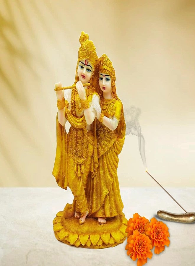 ascension Radha Krishna ji Jugal Jodi Murti Poly Resin, Marble Crush for Home Mandir Temple Showpiece Idol Statue Gifts Home Decor Temple Pooja Golden - Image 3