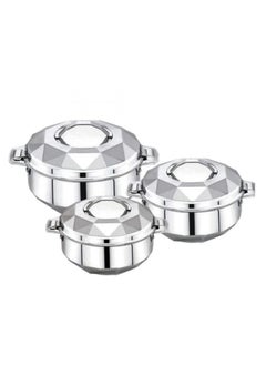 Alsaif 3-Piece Crystal Hot Pot Set Silver 2500ml  - Image 2