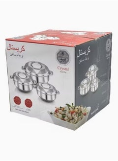 Alsaif 3-Piece Crystal Hot Pot Set Silver 2500ml  - Image 3