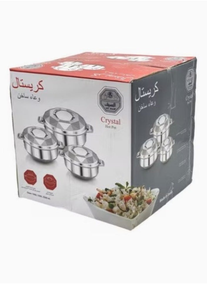 السيف طقم حافظات طعام كريستال مكون من 3 قطع فضي 2500مل  - Image 3