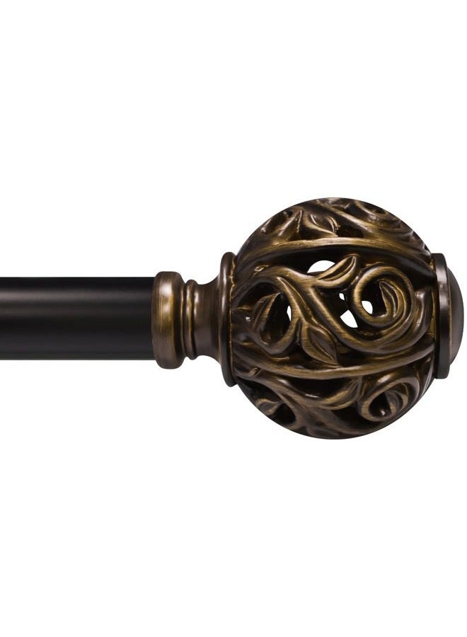 EQURROY Bronze Curtain Rods 66 to 120Inches (5-10ft), 1-Inch Diameter Ddjustable Heavy-duty Curtain Rods, Leaf Hollowed-out Carved for Livingroom & Bedroom - Image 1