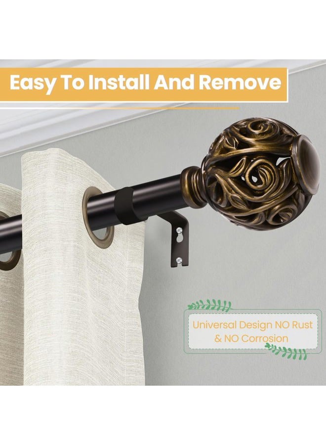 EQURROY Bronze Curtain Rods 66 to 120Inches (5-10ft), 1-Inch Diameter Ddjustable Heavy-duty Curtain Rods, Leaf Hollowed-out Carved for Livingroom & Bedroom - Image 2