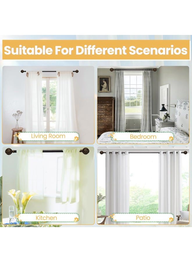 EQURROY Bronze Curtain Rods 66 to 120Inches (5-10ft), 1-Inch Diameter Ddjustable Heavy-duty Curtain Rods, Leaf Hollowed-out Carved for Livingroom & Bedroom - Image 5
