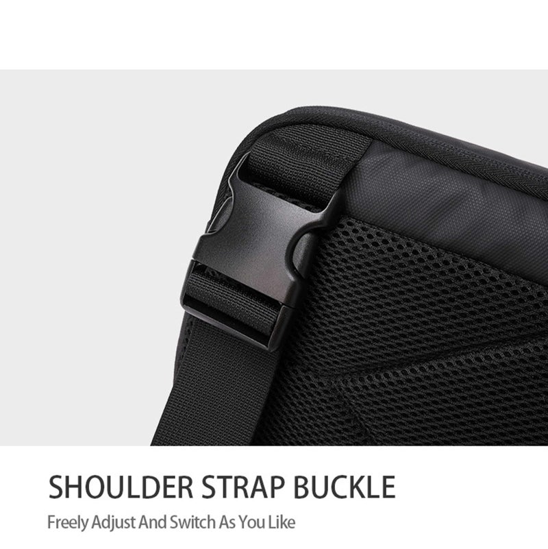 ARCTIC HUNTER Golden Wolf Waist Bag Water Resistant Shock Proof Business Travel Crossbody Chest Bag with Built in Headphone Jack for Men Women, GXB00129, Black - Image 5
