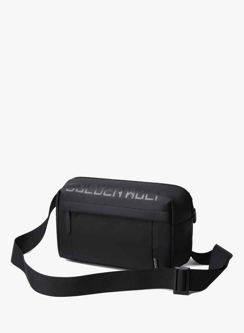 ARCTIC HUNTER Golden Wolf Waist Bag Water Resistant Shock Proof Business Travel Crossbody Chest Bag with Built in Headphone Jack for Men Women, GXB00129, Black - Image 1