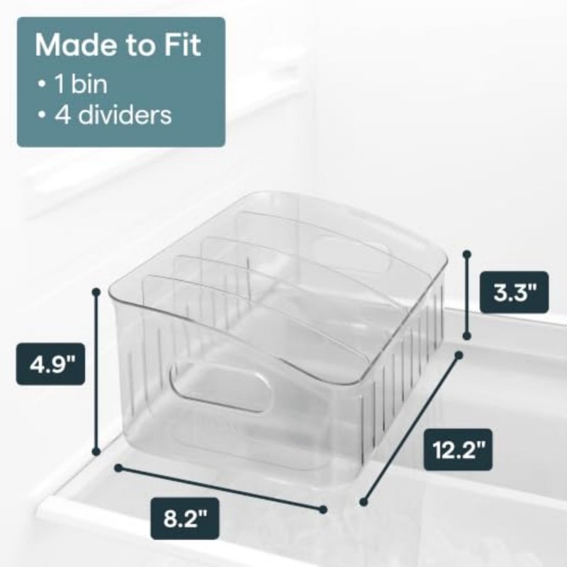 FreezeUp Freezer Bin 12", BPA-Free Fridge Organizer with Adjustable Dividers and Handle for Frozen Food and Leftovers - Image 3