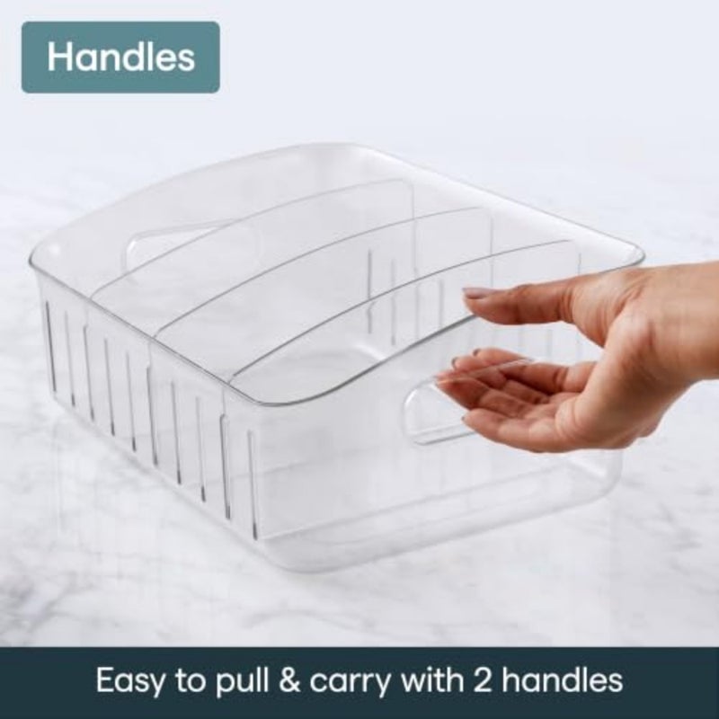 FreezeUp Freezer Bin 12", BPA-Free Fridge Organizer with Adjustable Dividers and Handle for Frozen Food and Leftovers - Image 5