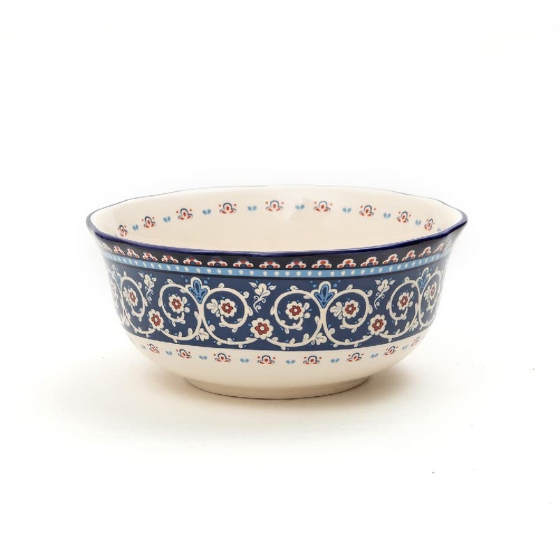 EZ Life Iranian Indigo & White Series 7 Inch Ceramic Serving Bowl (950 ml) - Pack of 2 - Ceramic Printed Multipurpose Serving Bowl, Hand-Painted, Home Kitchen, Tableware, Gifting idea - Image 1