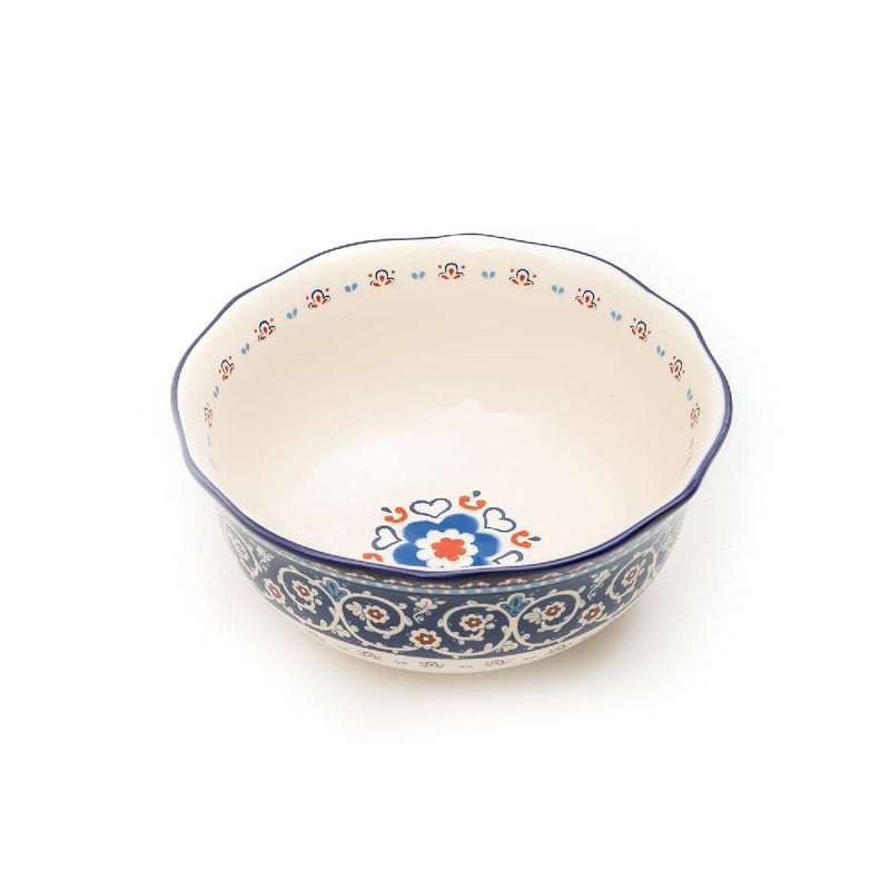 EZ Life Iranian Indigo & White Series 7 Inch Ceramic Serving Bowl (950 ml) - Pack of 2 - Ceramic Printed Multipurpose Serving Bowl, Hand-Painted, Home Kitchen, Tableware, Gifting idea - Image 5
