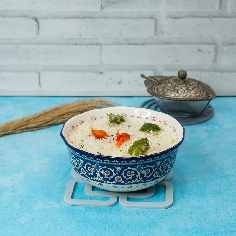 EZ Life Iranian Indigo & White Series 7 Inch Ceramic Serving Bowl (950 ml) - Pack of 2 - Ceramic Printed Multipurpose Serving Bowl, Hand-Painted, Home Kitchen, Tableware, Gifting idea - Image 2