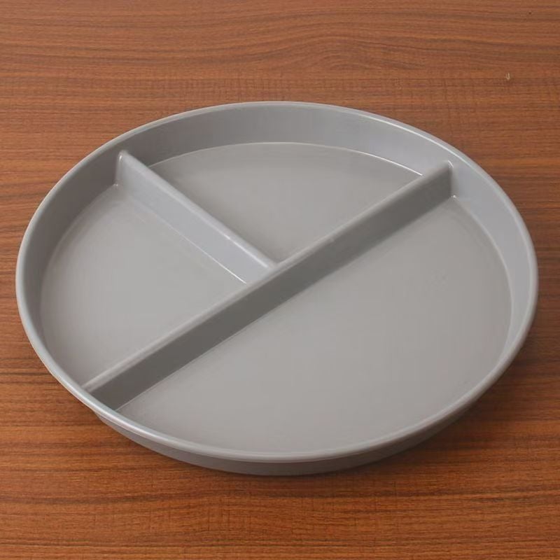 Round Three-Compartment Fat-Reducing Plate Wheat Straw Anti-Fall Household Plate Breakfast Plate Suit - Image 1