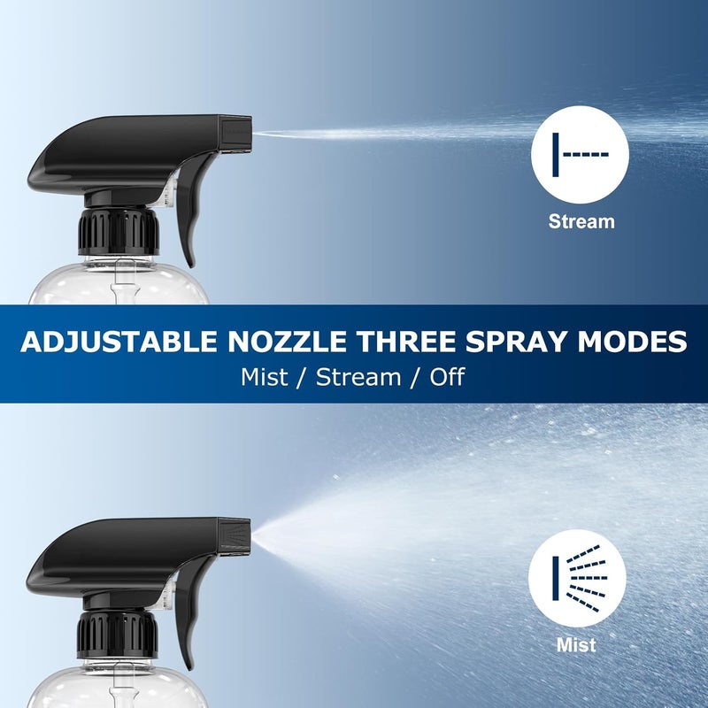 Veco 24oz Graduated Spray Bottles, 4-Pack — 360° Any-Angle Spraying for Easy Dilution, Leak-Resistant spray bottles for Cleaning, Plants, Hair & Pet Use + Foldable Funnel - Image 5