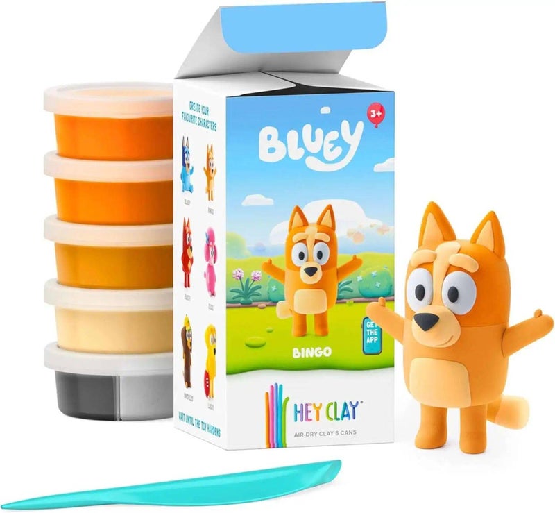 Hey Clay Bluey Bingo Air-Dry Clay Cans Set (74 g, 5 Cans) - Image 2