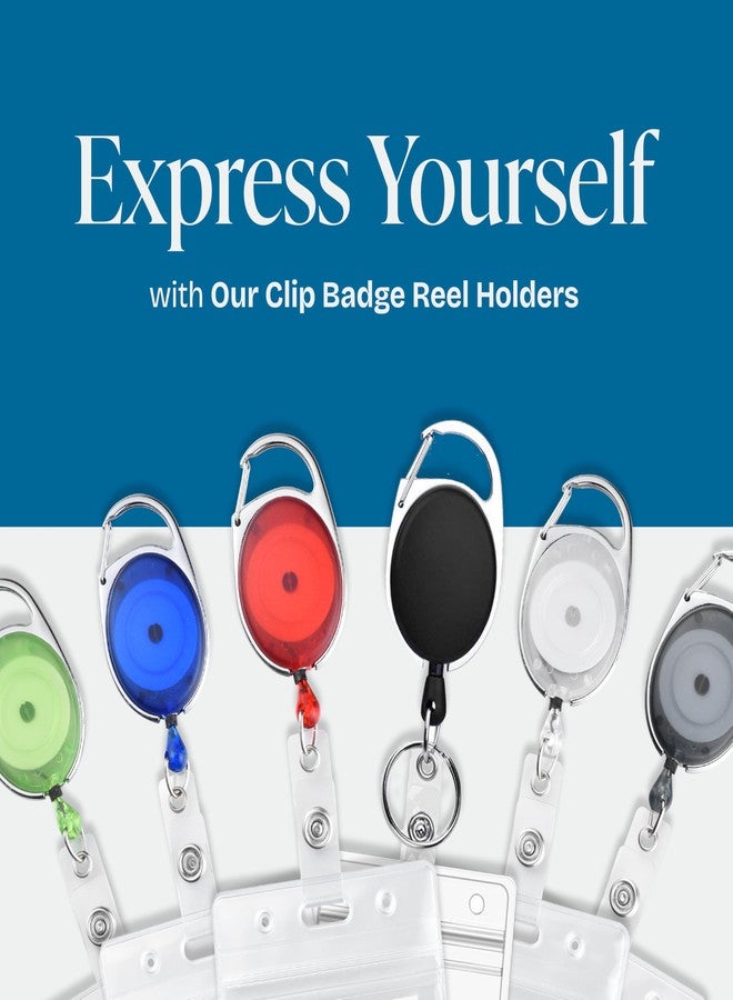 Will Well 2 Pack ID Badge Holder with Clip - Transparent Blue Badge Reels with ID Sleeves Set - Clear Id Card Holder Retractable - Vertical Lanyard Id Holder with Badge Reel - Badge Holders with 24" Pull Cord - Image 5