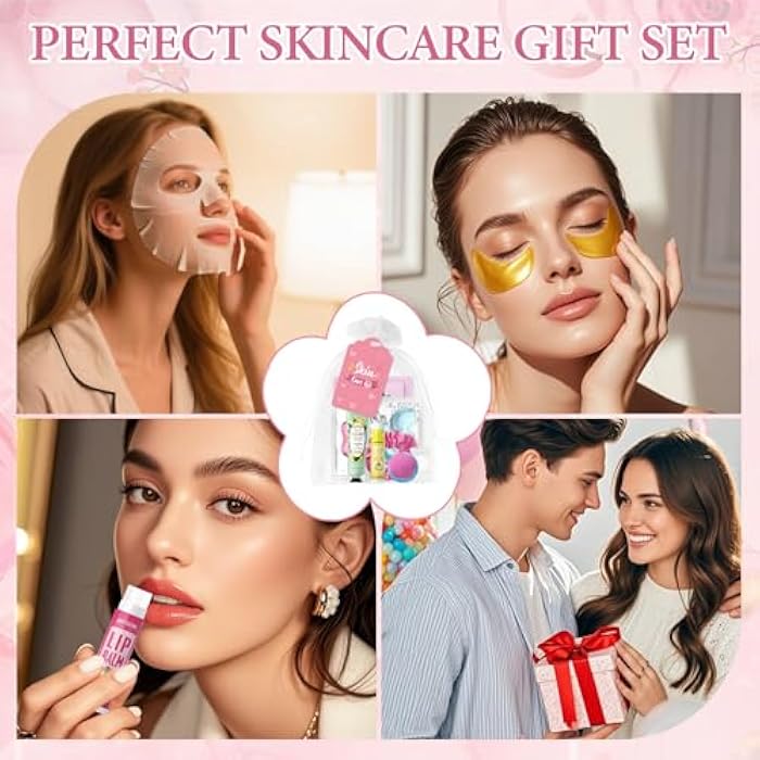 Erinde 120 قطعة لوازم حفلة سبا للفتيات، هدايا حفلة سبا تشمل أقنعة الوجه، العناية بالبشرة، كريم اليد، بلسم الشفاه، لاصقات تحت العين، قناع الشفاه، قنابل حمام القدم، لوازم حفلة عيد ميلاد بالجملة لليلة نوم للنساء - Image 5